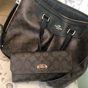 Coach Pleated Tote with matching wallet